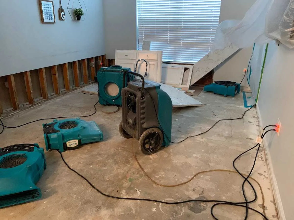Dehumidifier in flood-cut room for Water Extraction & Removal in Portage